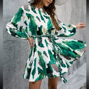 Flowy Mini Dress with Braided Tie Waist